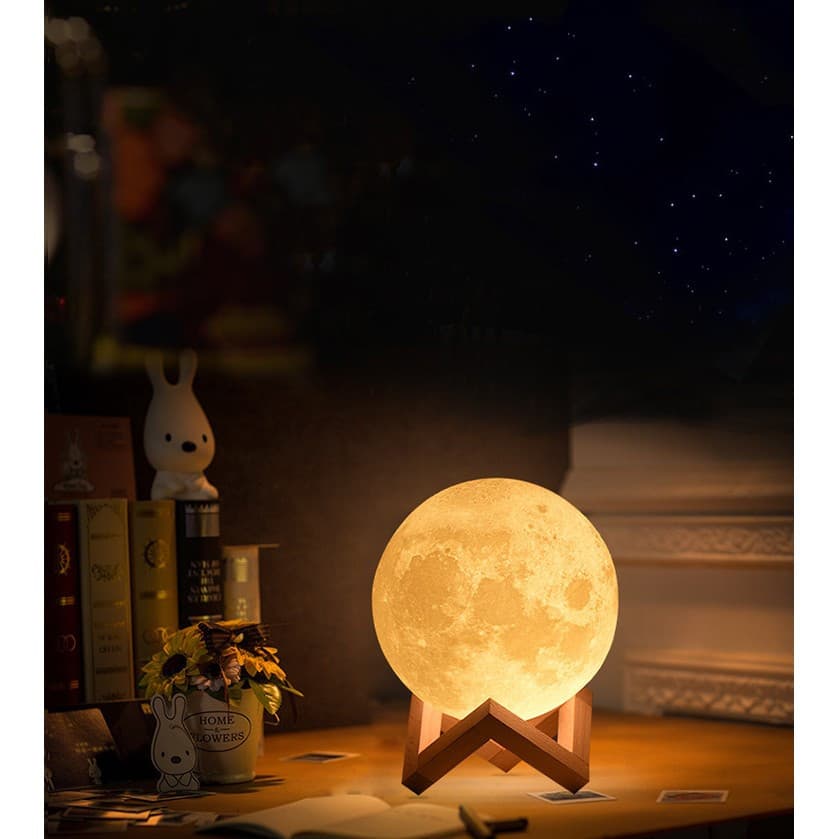 Lampa de veghe 3D Moon Light, lumina LED alb cald, alimentare baterii, 10 cm — 6