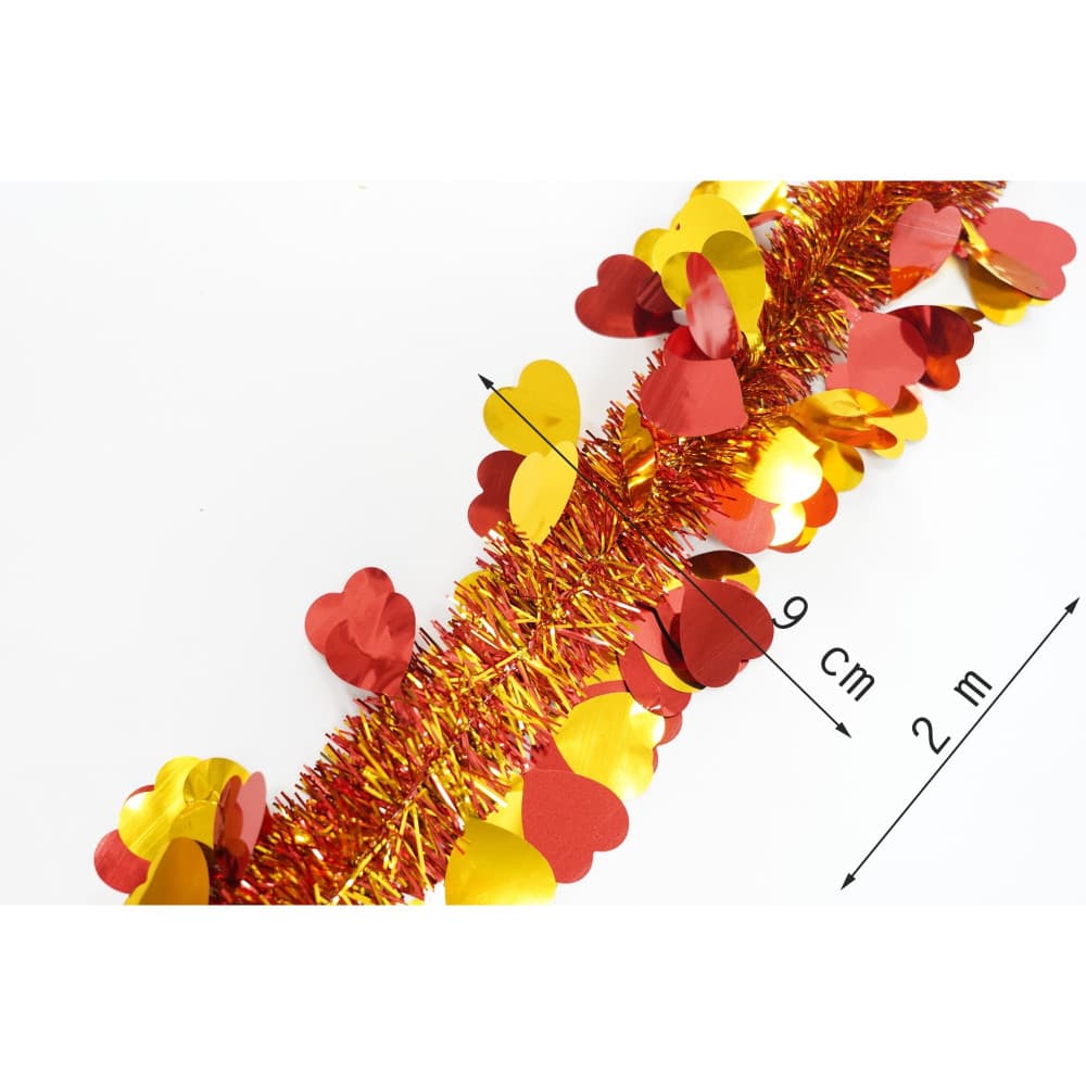 Beteala Craciun, 2 m x 9 x 9 cm, folie PVC, interior/exterior, rosie/aurie — varianta 4