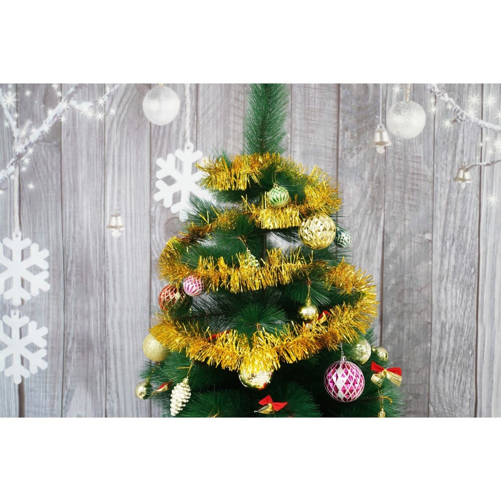 Beteala Craciun, 2 m x 7 cm, folie PVC, interior/exterior, aurie — varianta 4