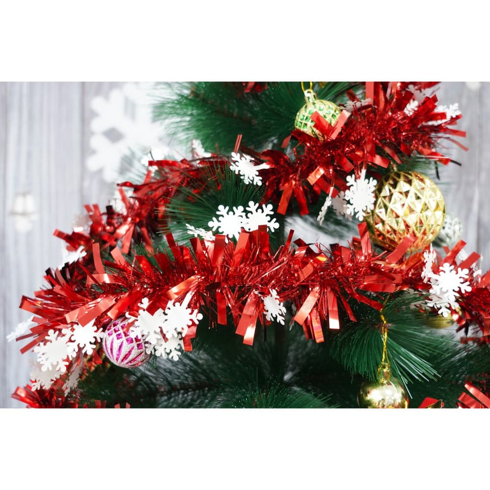 Beteala Craciun, 2 m x 9 x 9 cm, folie PVC, interior/exterior, rosie — varianta 2
