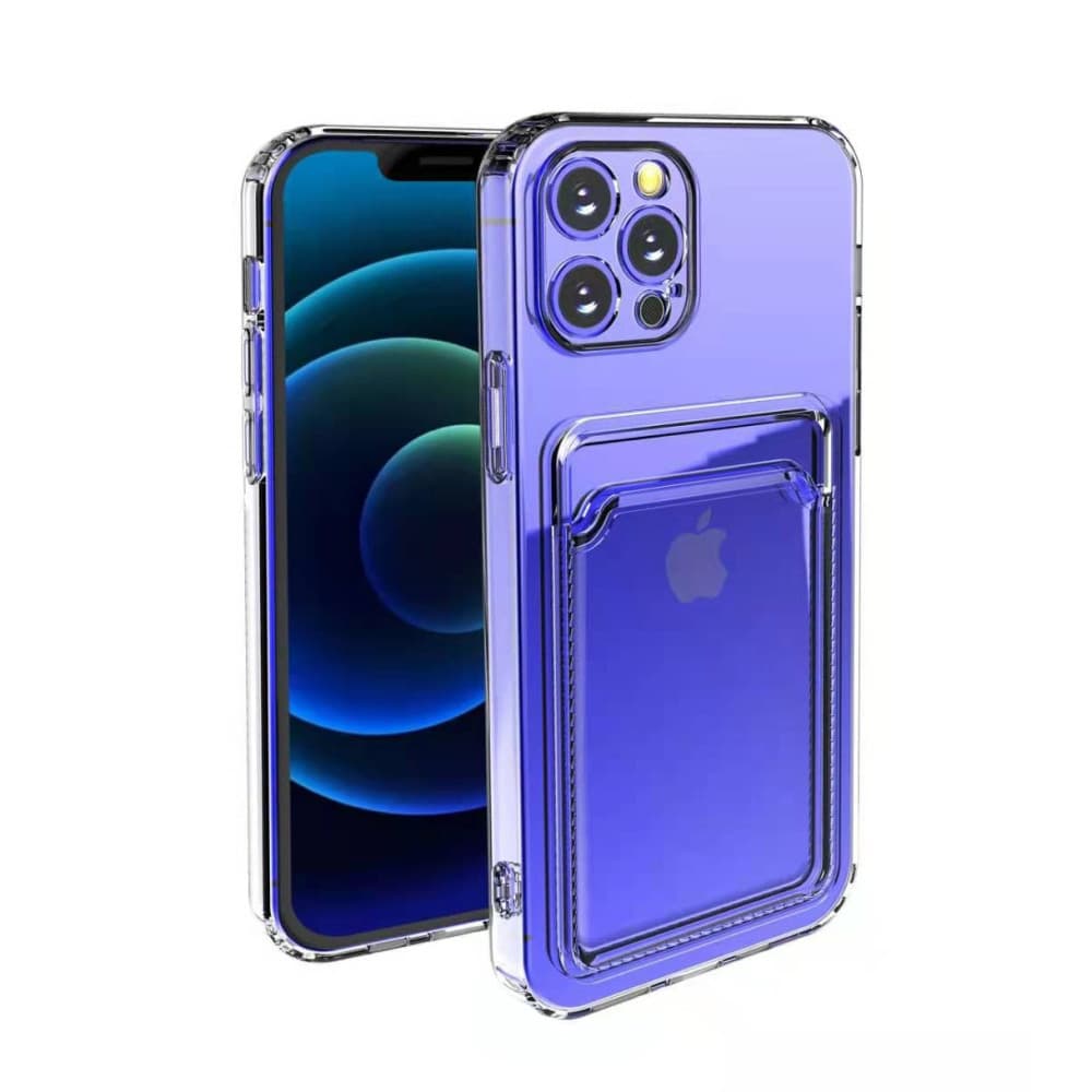 Husa protectie cu suport card compatibila cu Apple iPhone 12 Pro Transparent — principală