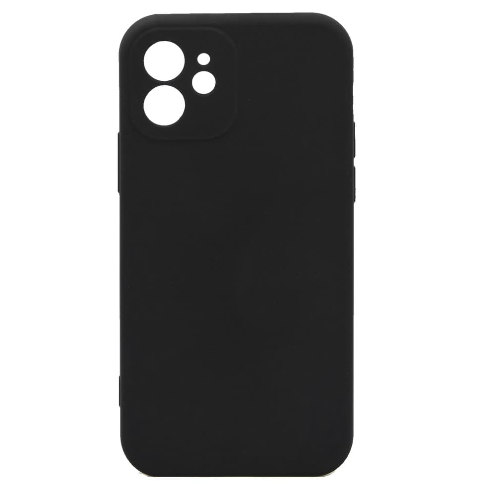 Husa Apple iPhone 12, Luxury Silicone, catifea in interior, protectie camere, negru