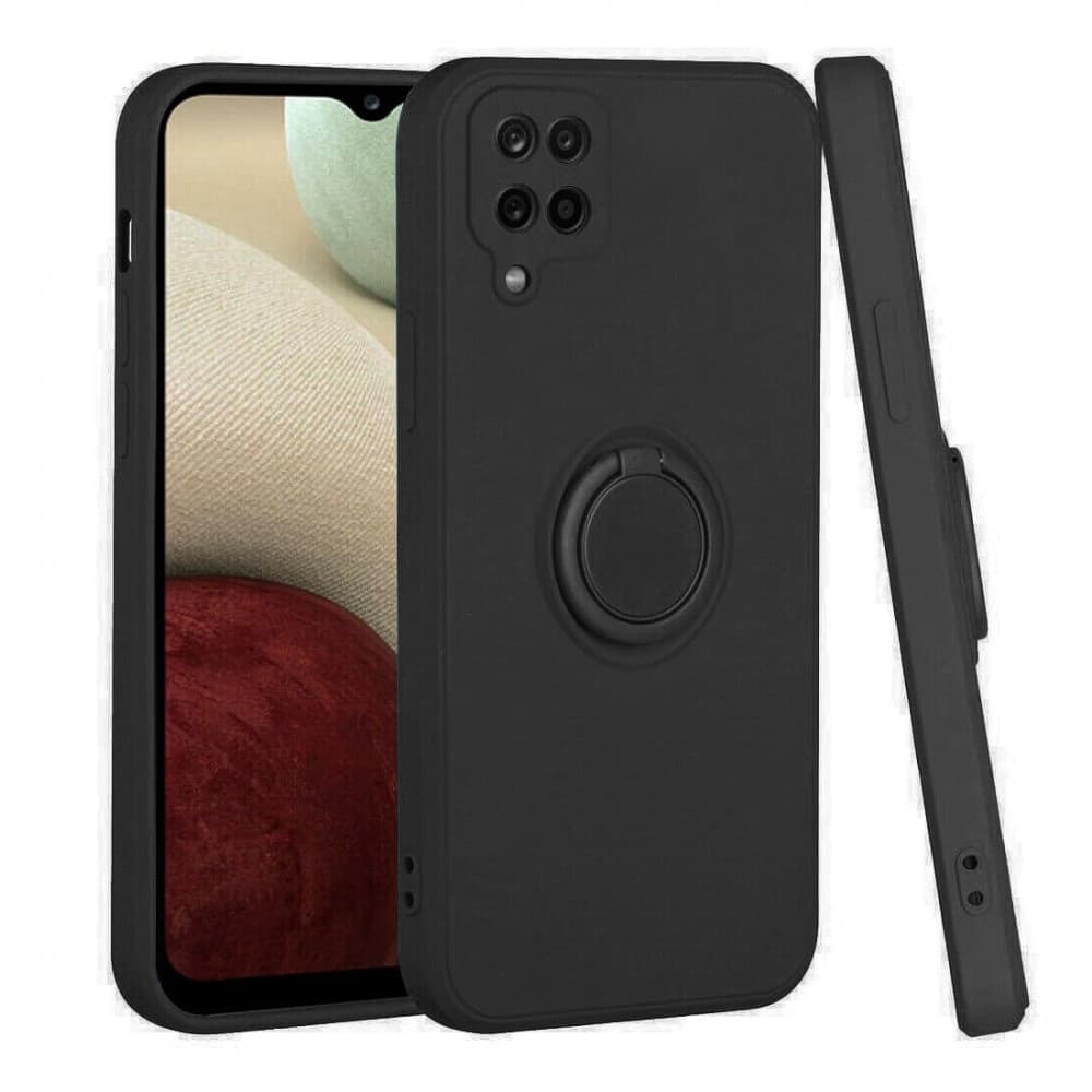 Husa protectie Finger Ring pentru Samsung Galaxy A12, neagra — principală