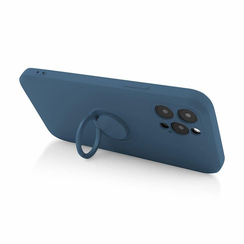 Husa Samsung Galaxy A20e, Ring Silicone, inel rotativ, catifea in interior, albastra — varianta 5