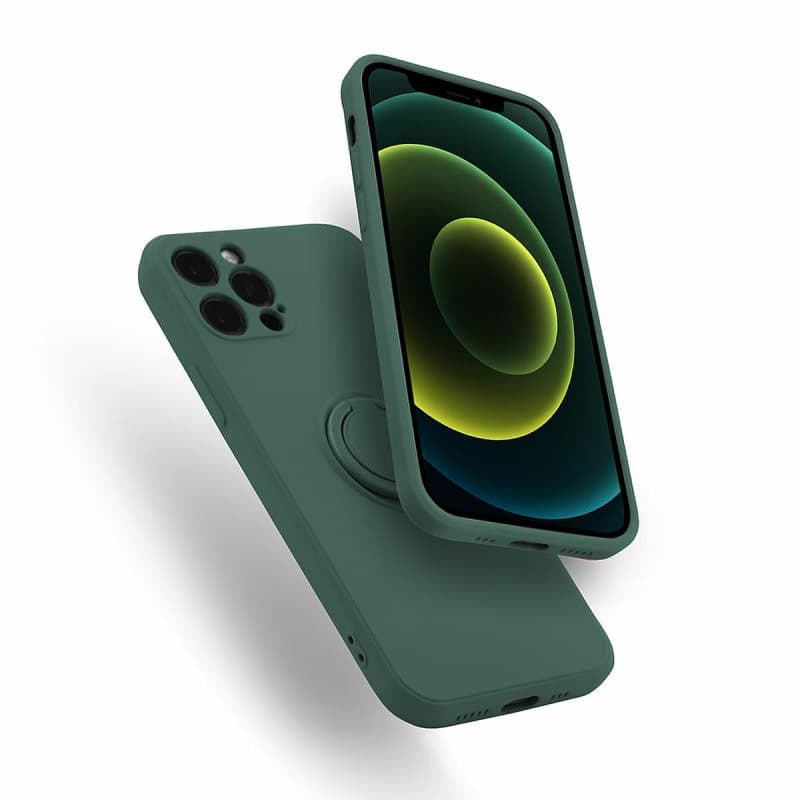 Husa Samsung Galaxy A20e, Ring Silicone, inel rotativ, catifea in interior, verde — 4