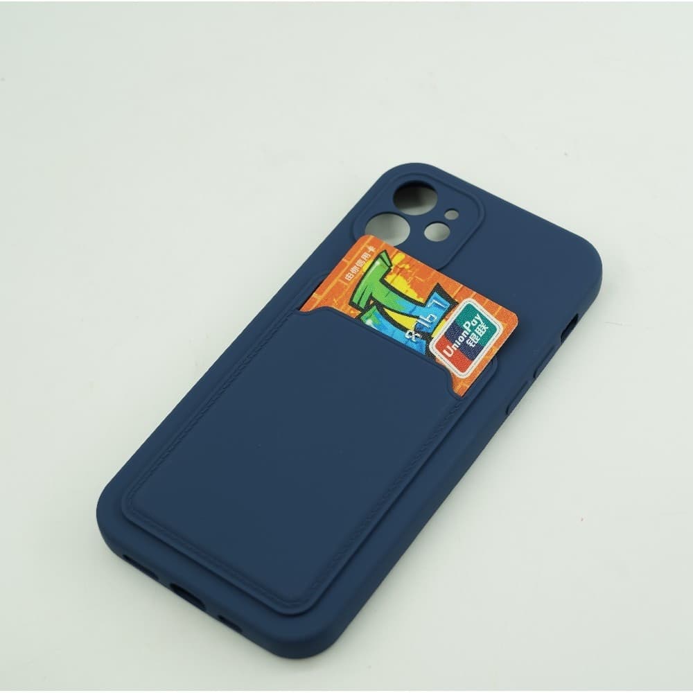 Husa protectie cu suport card compatibila cu Apple iPhone 12 Pro Albastru inchis — varianta 2