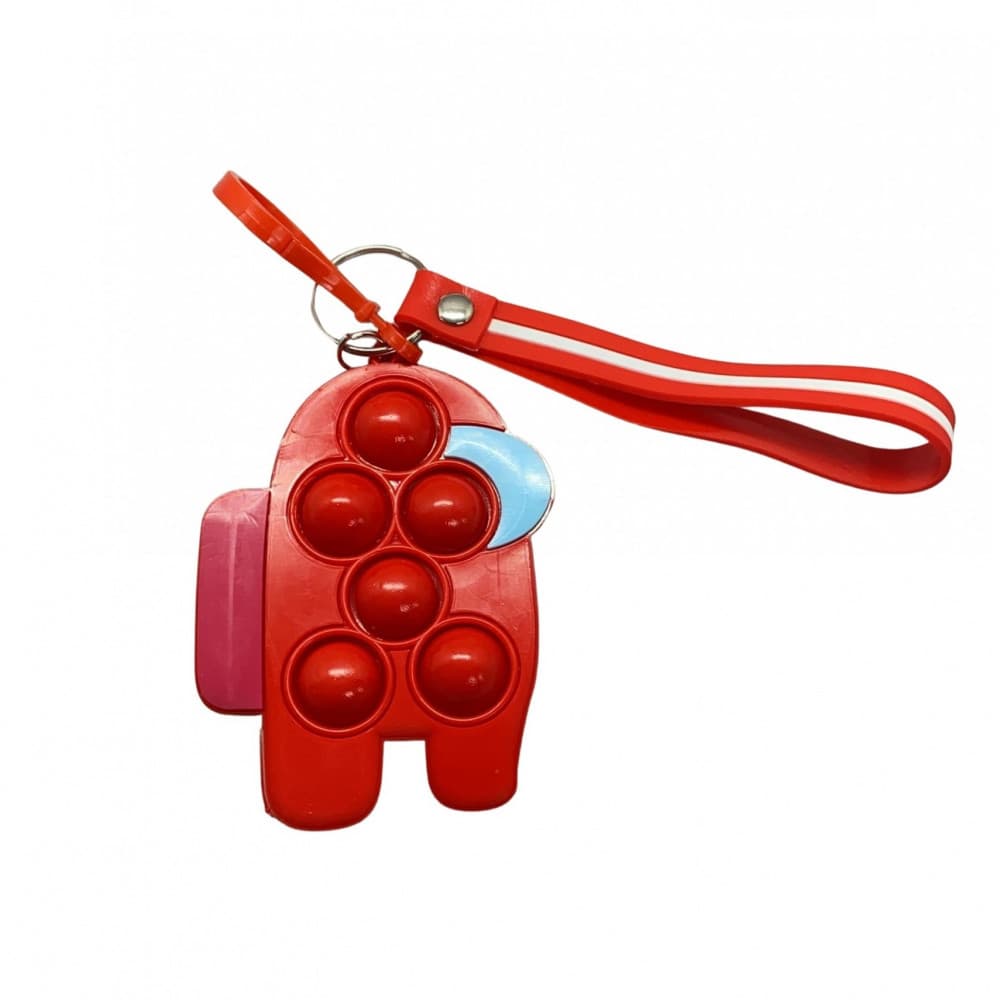 Jucarie antistres tip Pop It!, Simple Dimple, cu breloc, model Among Us, rosu — principală
