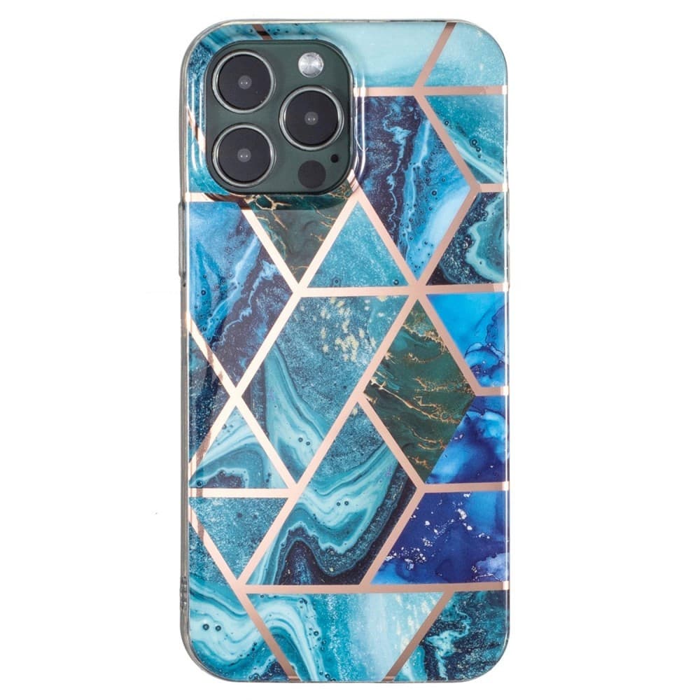Husa protectie compatibila cu Samsung Galaxy A32 5G Soft IMD TPU Marble Geometric Albastru — principală