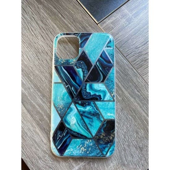 Husa protectie pentru Samsung A11 Soft IMD TPU Marble Geometric Albastru — varianta 2
