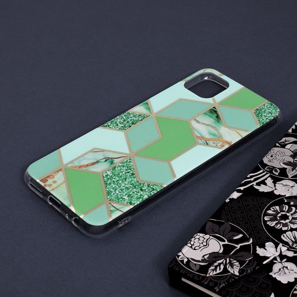 Husa protectie Samsung Galaxy A02s, Marble Series, verde/auriu — varianta 4