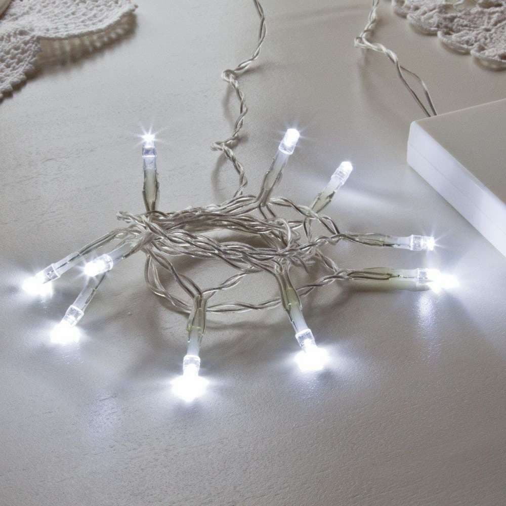 Instalatie de Craciun cu Baterii Tip Liniar, 2 jocuri de lumini, Fir Transparent 3 m 30 LED -uri, Alb Rece — principală