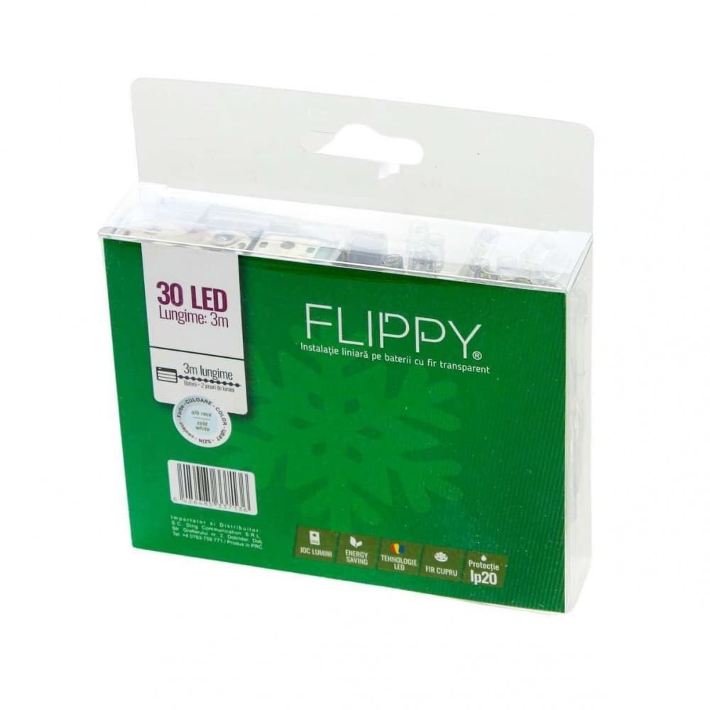 Instalatie de Craciun cu Baterii Tip Liniar, 2 jocuri de lumini, Fir Transparent 3 m 30 LED -uri, Alb Rece — varianta 4