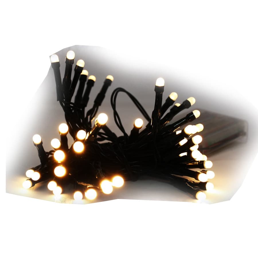 Instalatie de Craciun cu baterii tip liniar, 2 jocuri de lumini, fir verde 1 m 10 LED -uri, alb cald — principală