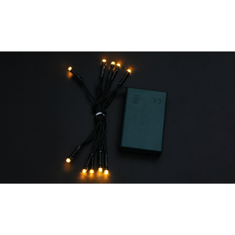 Instalatie de Craciun cu baterii tip liniar, 2 jocuri de lumini, fir verde 1 m 10 LED -uri, alb cald — varianta 3