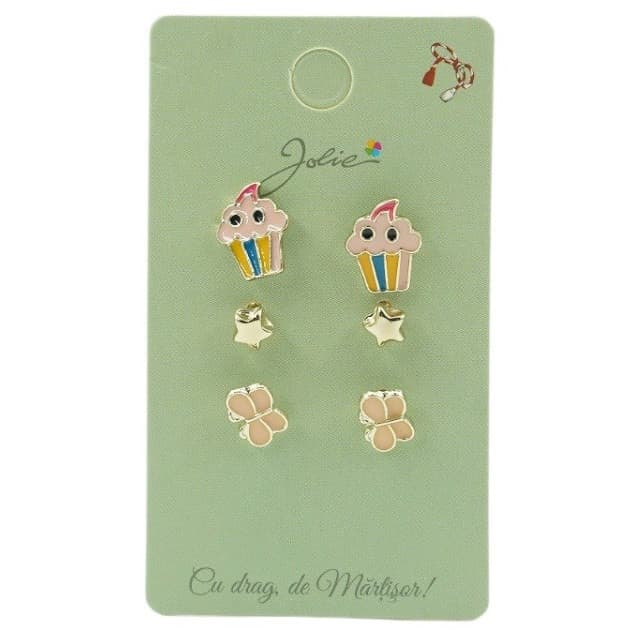 Set 3 perechi cercei, colectia Jolie - Briosa, Stea, Fluture — varianta 2
