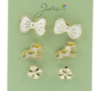 Set 3 perechi cercei, colectia Jolie - Fundita, Unicorn, Floare — principală