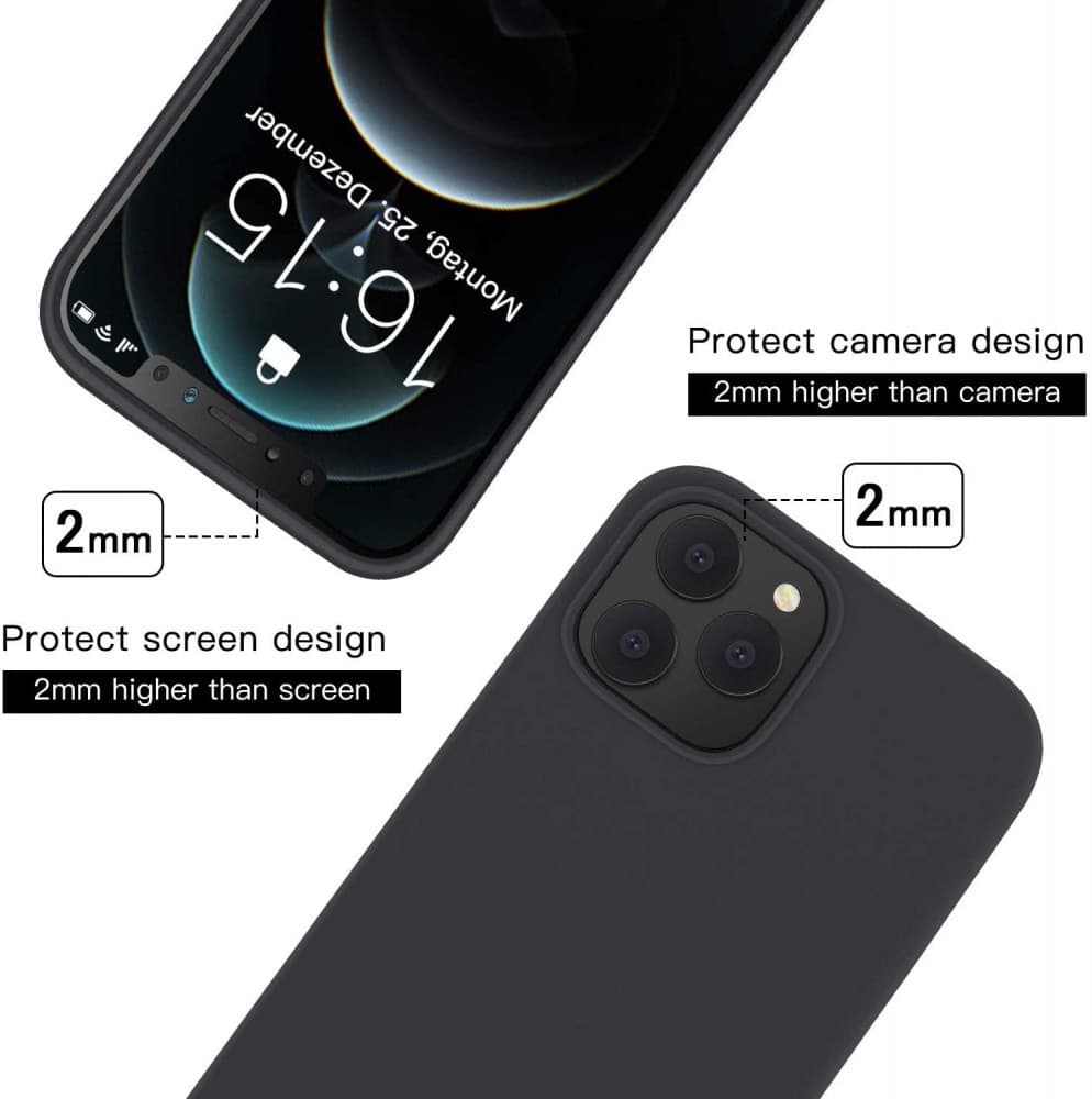 Husa Apple iPhone 13, Luxury Silicone, catifea in interior, protectie camere, negru — varianta 3