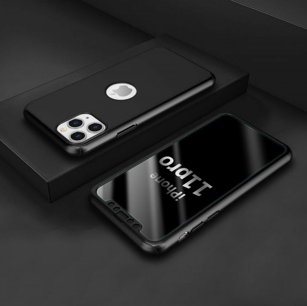 Husă Full Cover 360° pentru Apple iPhone 13 Pro Max (față + spate + sticlă), neagră — varianta 4