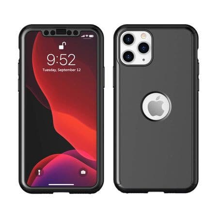Husă Full Cover 360° pentru Apple iPhone 13 Mini (față + spate + sticlă), neagră — 3