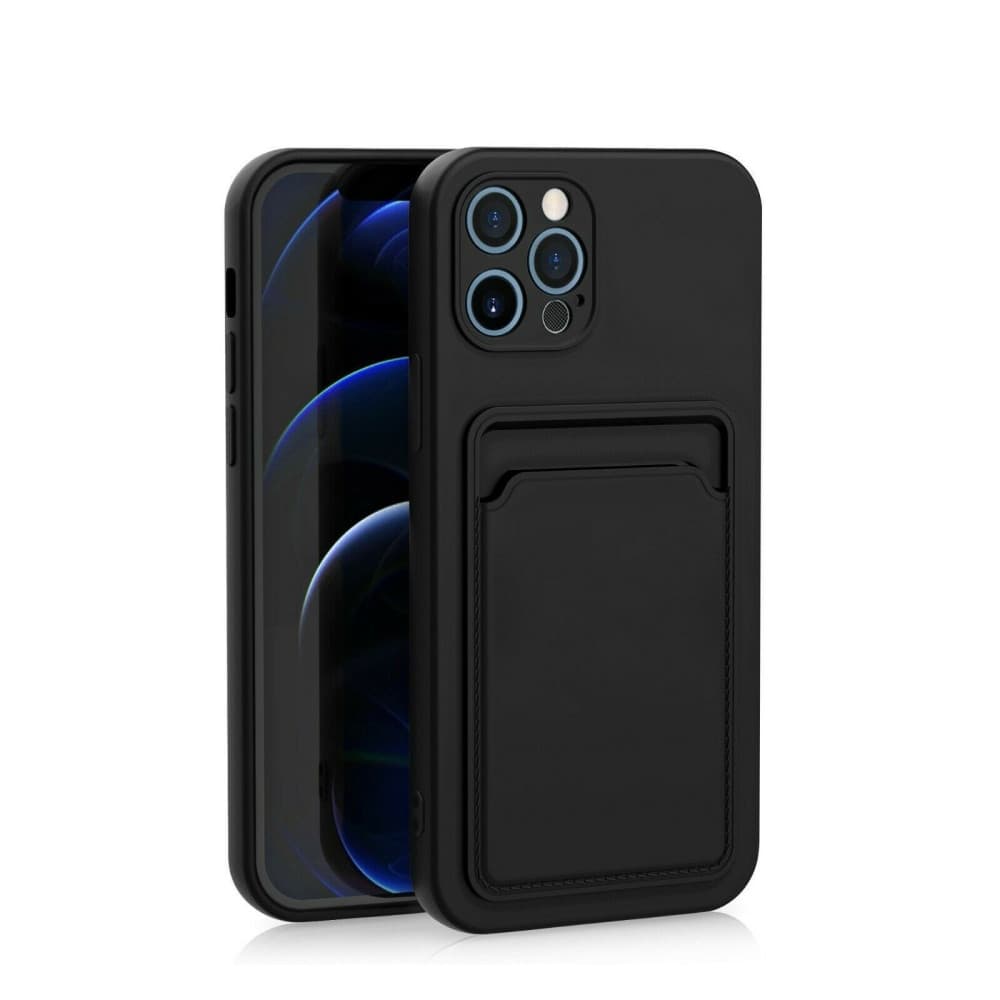 Husa protectie cu suport card compatibila cu Samsung A03s Negru — principală