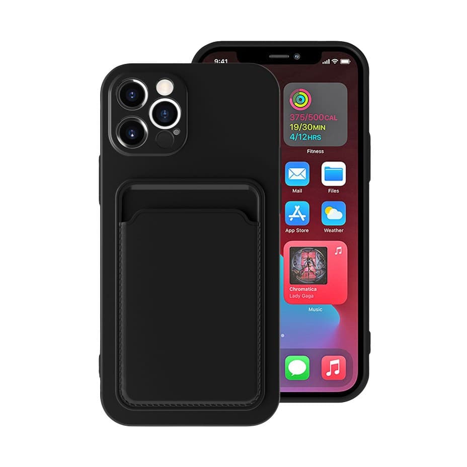 Husa protectie cu suport card compatibila cu Samsung A03s Negru — varianta 2