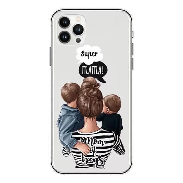 Husa Apple iPhone 13, Printed Glass, sticla + TPU, model Super Mom — principală