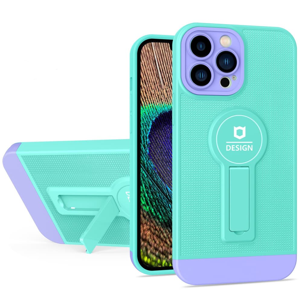 Husa Apple iPhone 11 Pro, Armor Design, functie stand, insertie metalica pentru suport auto magnetic, turcoaz/lila — varianta 2