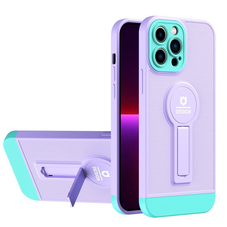 Husa Apple iPhone 11 Pro, Armor Design, functie stand, insertie metalica pentru suport auto magnetic, lila/turcoaz — varianta 2
