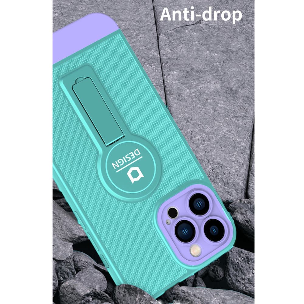 Husa Apple iPhone 12, Armor Design, functie stand, insertie metalica pentru suport auto magnetic, turcoaz/lila — varianta 3