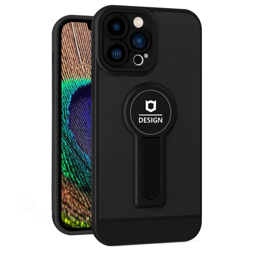 Husa Apple iPhone 13 Pro Max, Armor Design, functie stand, insertie metalica pentru suport auto magnetic, neagra — principală