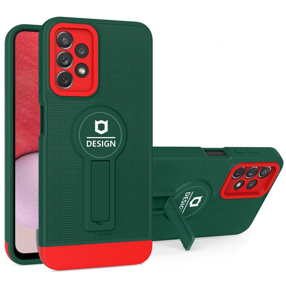 Husa Samsung Galaxy A02s, Armor Design, functie stand, insertie metalica pentru suport auto magnetic, verde/rosu — varianta 2