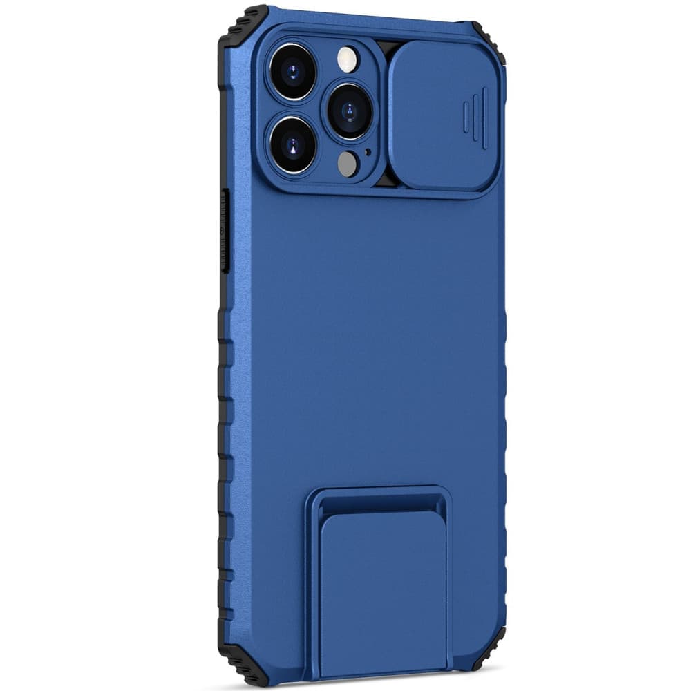 Husa Apple iPhone 13 Pro, Defender Camshield, stand expunere, protectie camera, albastra