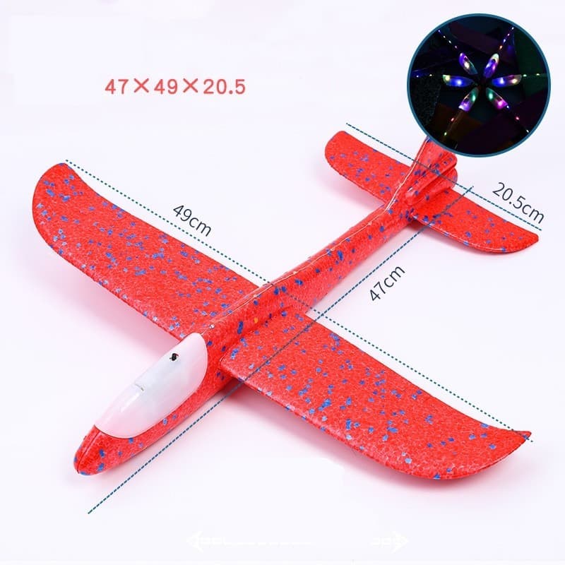Avion planor din polistiren, cu iluminare LED, 47 cm, rosu — 2