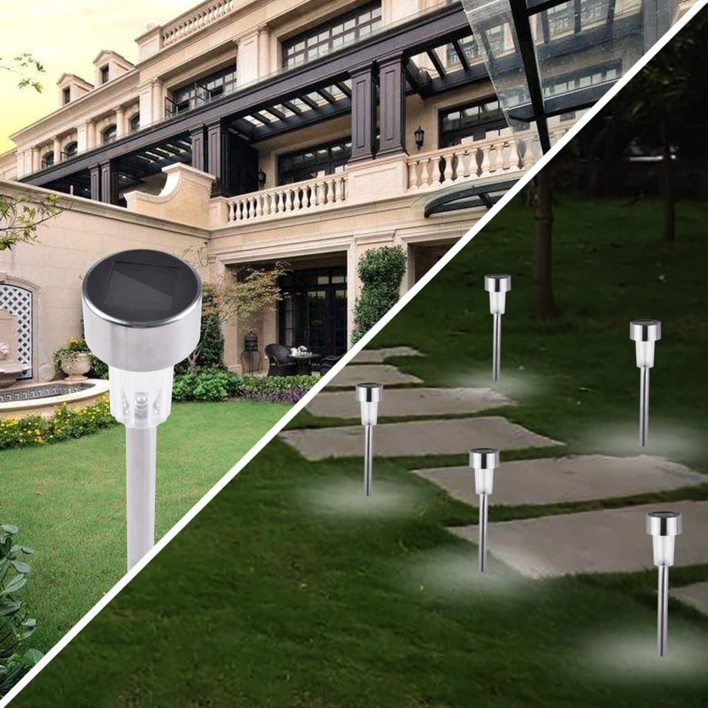 Lampa solara LED decorativa pentru gradina, argintie, lumina alb cald — varianta 3