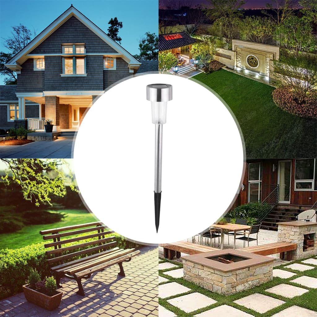 Lampa solara LED decorativa pentru gradina, argintie, lumina alb cald — varianta 4