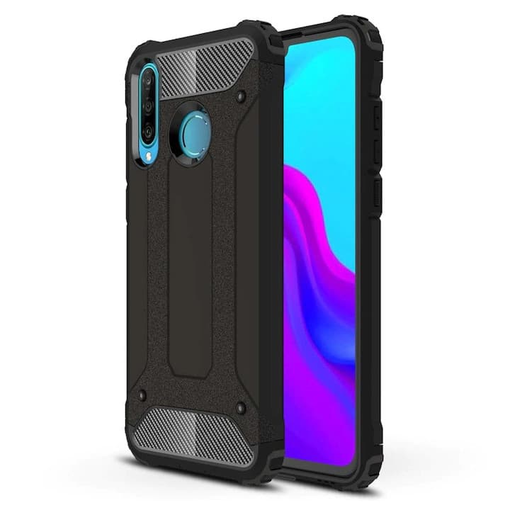 Husa protectie Huawei P40 Lite E, Armor Case, hibrid PC + TPU, neagra