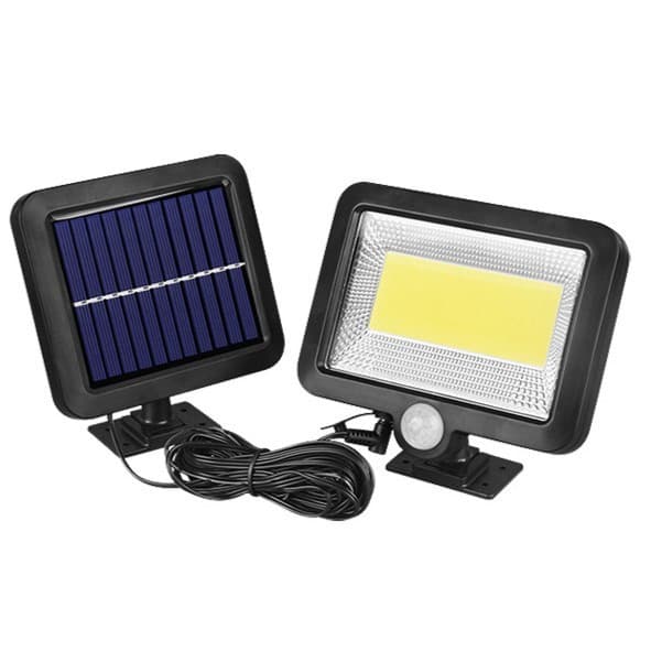 Lampa solara cu senzor de miscare, 100 LED -uri, 1 grila pe inductie, montaj pe perete, neagra — principală