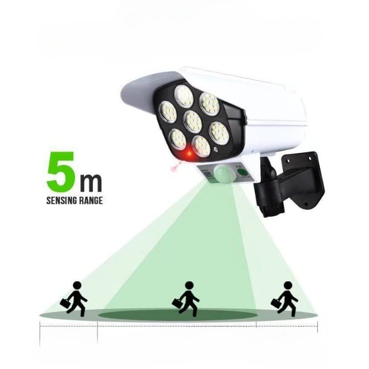 Camera de supraveghere falsa, incarcare solara, 77 LED-uri, senzor de miscare — varianta 3