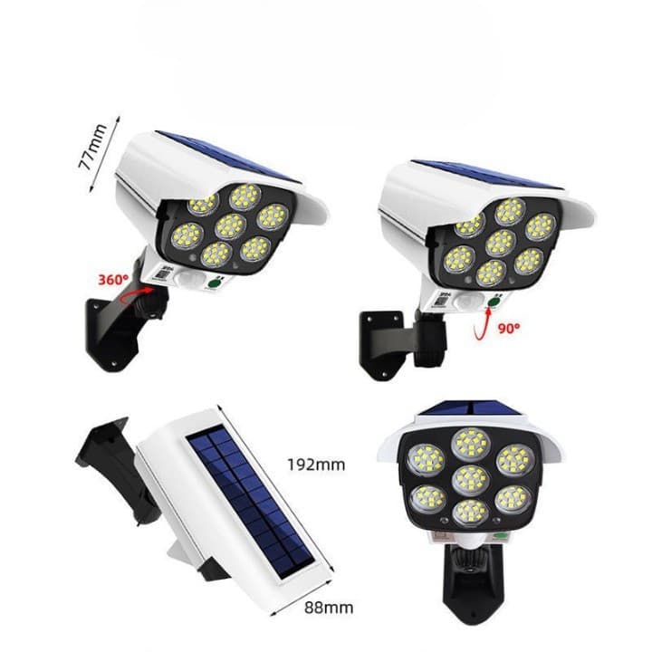 Camera de supraveghere falsa, incarcare solara, 77 LED-uri, senzor de miscare — varianta 5