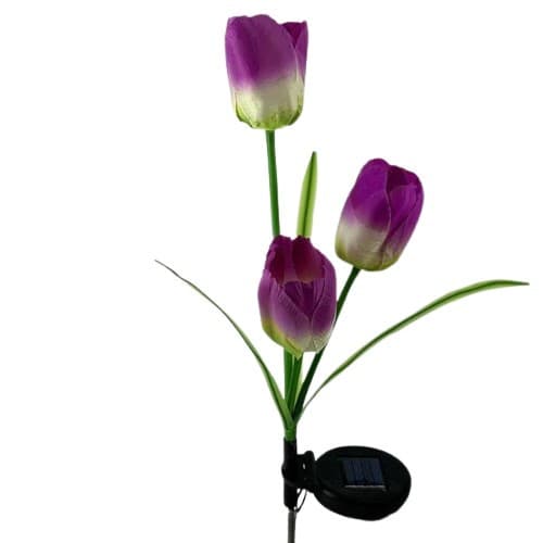Lampa Solara LED, tip lalele, cu 3 flori pentru gradina, Inaltime 78 cm — principală