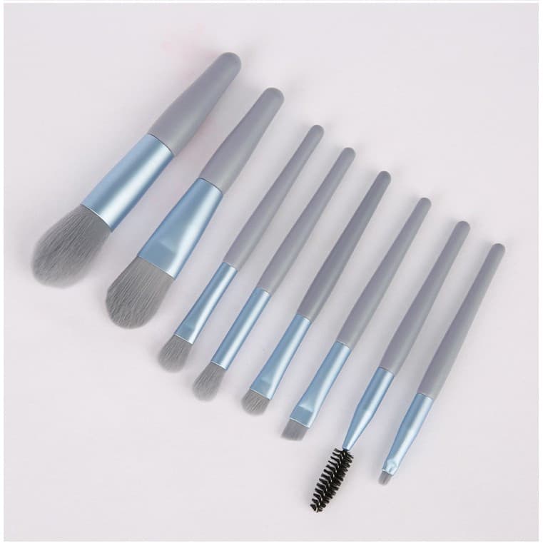 Mini set portabil 8 pensule de machiaj, albastru/gri — varianta 3