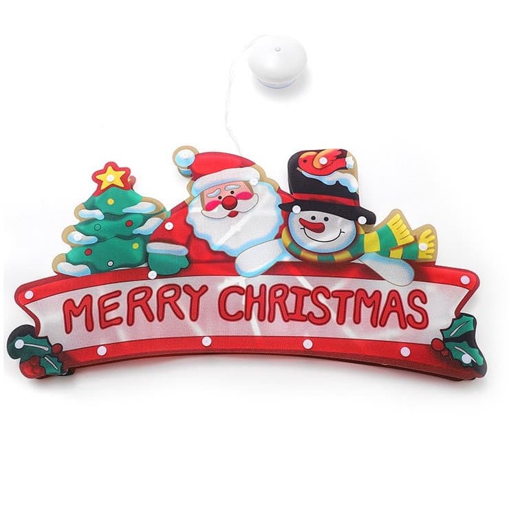 Decoratiune de Craciun pentru fereastra, Merry Christmas, cu LED-uri, 24 cm, alb cald — principală