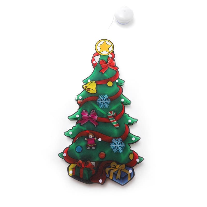 Decoratiune de Craciun pentru fereastra, brad, cu LED-uri, 26 cm, alb cald — principală