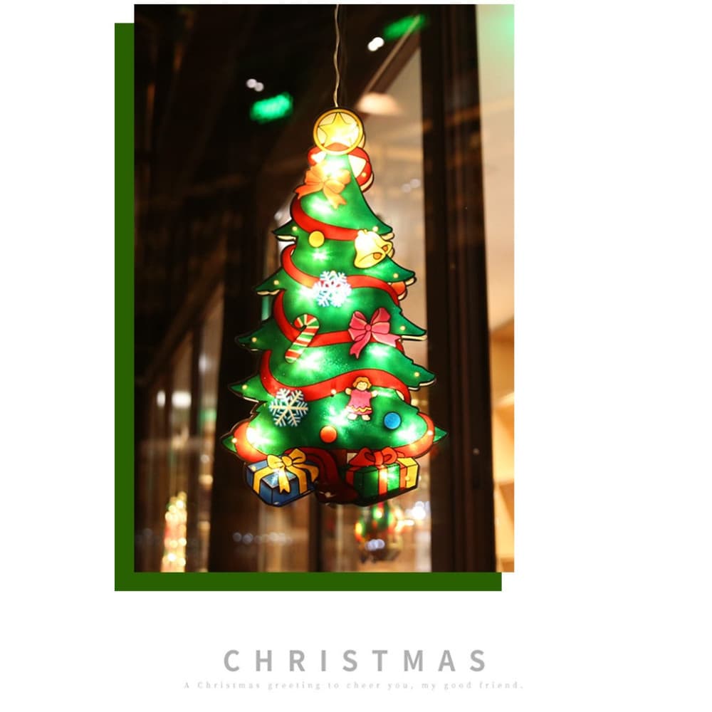 Decoratiune de Craciun pentru fereastra, brad, cu LED-uri, 26 cm, alb cald — varianta 3