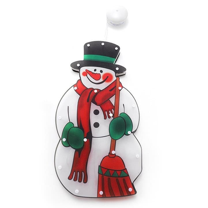 Decoratiune de Craciun pentru fereastra, om de zapada, cu LED-uri, 26 cm, alb cald — principală