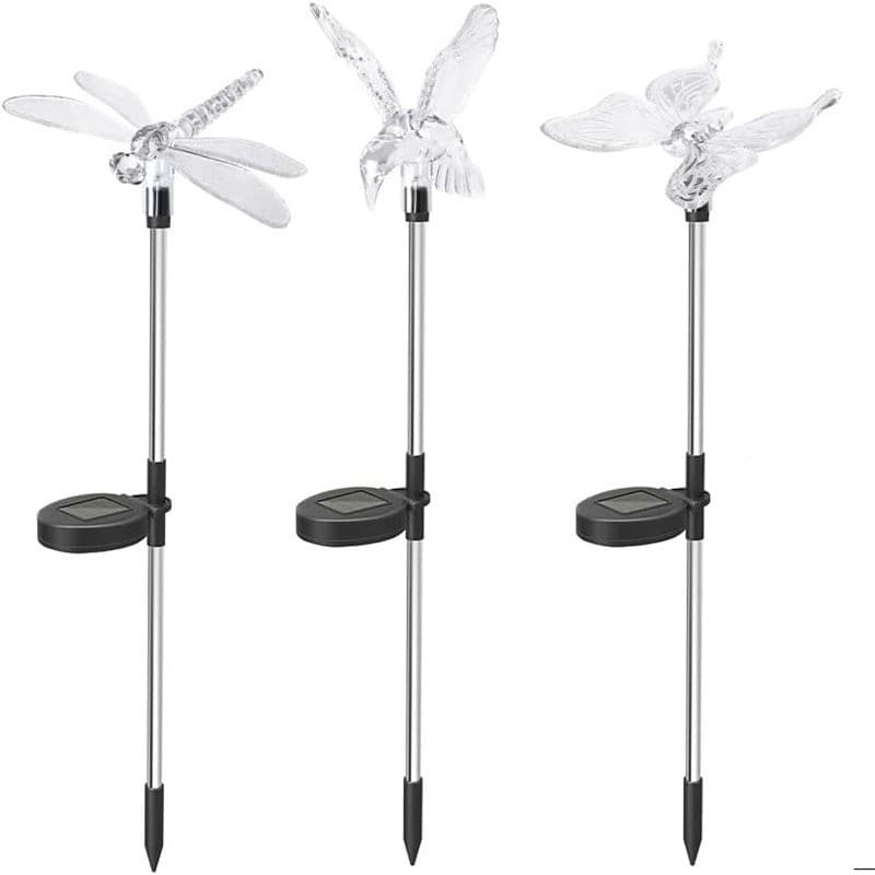 Set 3 Lampi Solare LED tip pasare-fluture-libelula, Inaltime 43 cm — principală
