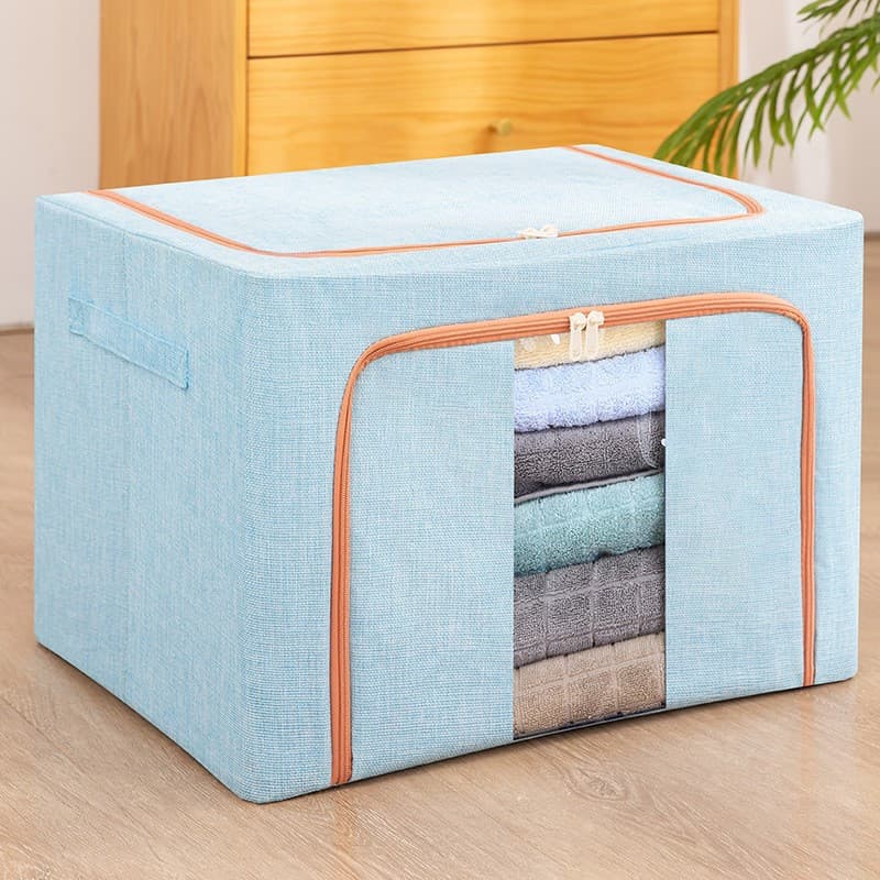 Cutie de depozitare pliabila cu fermoar, 24 litri, material textil, 40 X 30 X 20 cm, albastru deschis — varianta 2