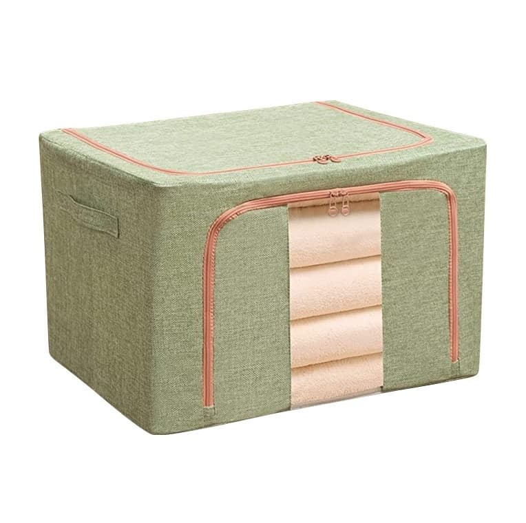 Cutie de depozitare pliabila cu fermoar, 24 litri, material textil, 40 X 30 X 20 cm, verde — principală