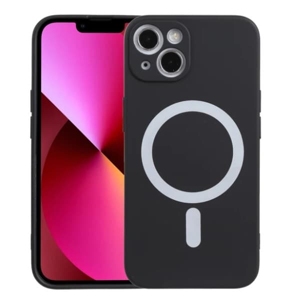 Husa Apple iPhone 11, Magsafe Silicone, protectie camera, microfibra, neagra — principală