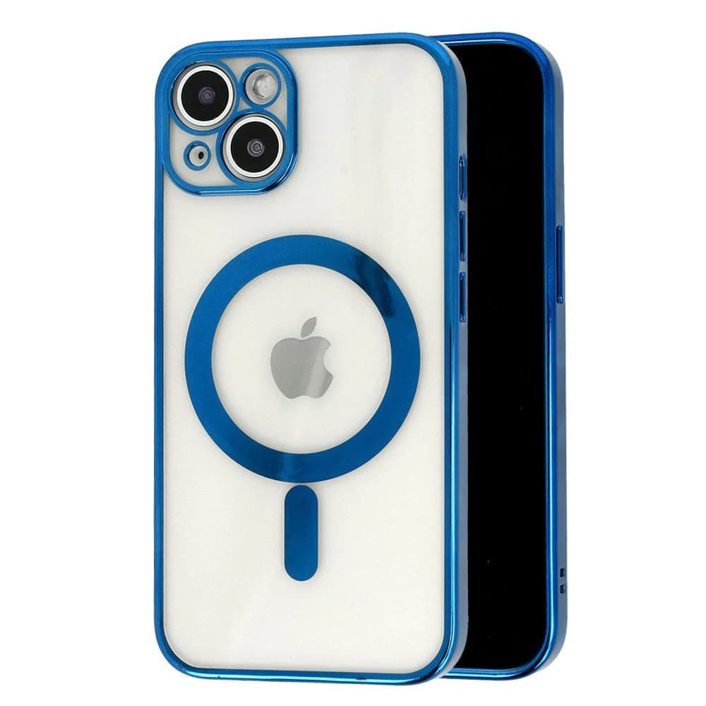 Husa Apple iPhone 11, Magsafe Electroplating TPU, protectie camera, margini albastre — principală